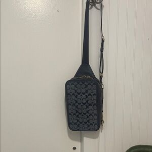 Coach Signature Navy and Black Crossbody Bag